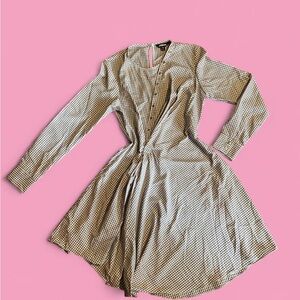 project RUNWAY Black and White Gingham Long-Sleeve Tie-Waist Dress